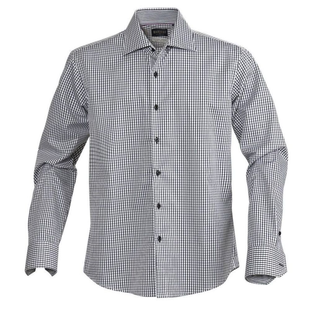 James Harvest Mens Tribeca Checked Formal Shirt / Black